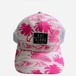 Kai Aloha Pink Palm Trucker Hat